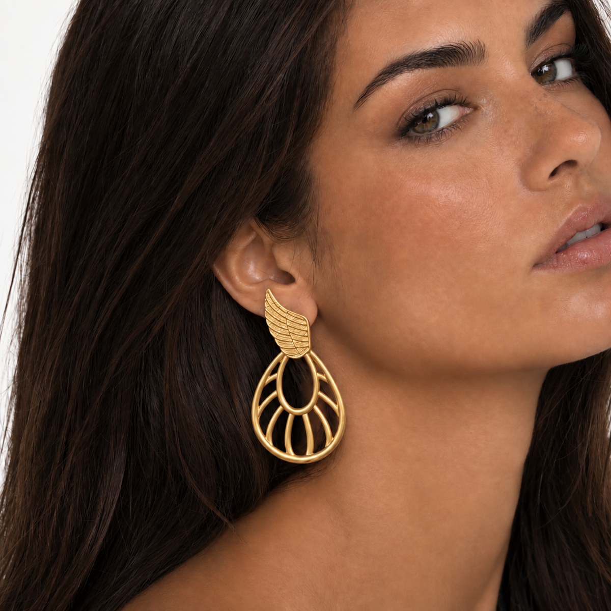 The Wings of Ma'at Earrings on model