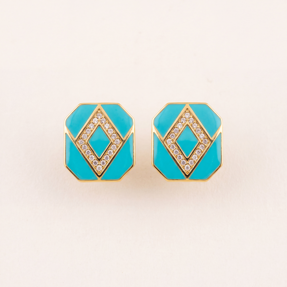 The Azure Halo Studs flatlay